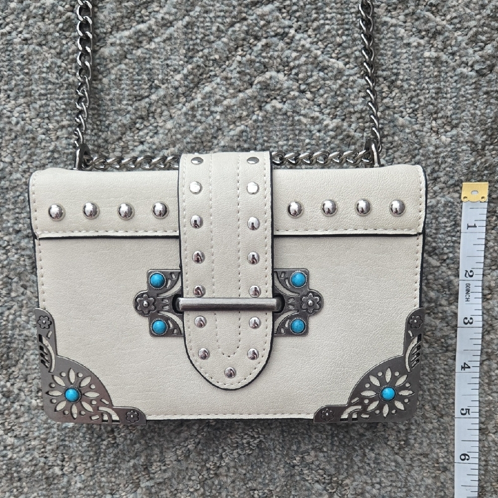 VENUS Cream Crossbody Bag with Turquoise Accents - Picture 7 of 15